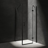 душова кабіна Omnires Manhattan 80х90см безпечне скло чорний матовий (MH9080BLTR)