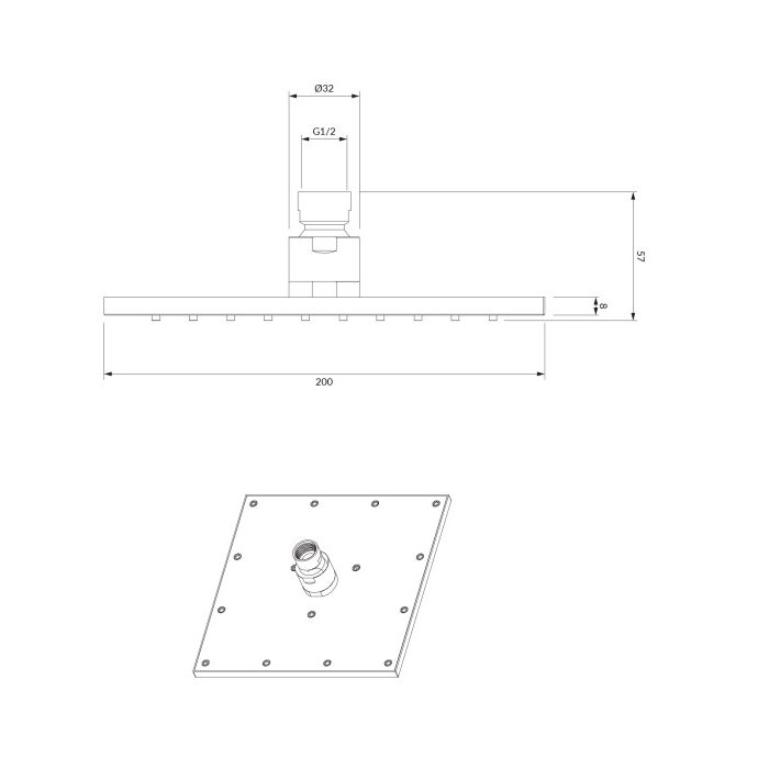верхній душ Omnires Slimline chrome 20x20 cm (WG220CR)