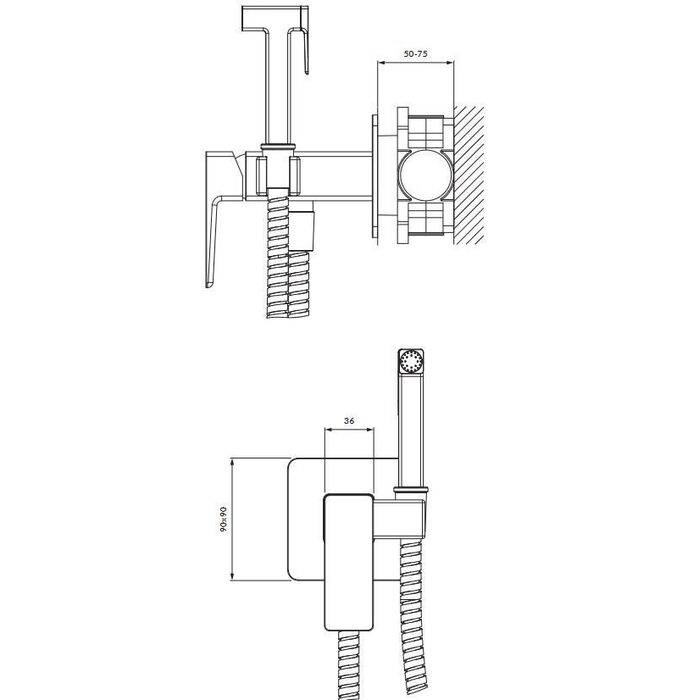 гігієнічний набір Omnires Parma brushed nickel (SYSPMBI2NI)
