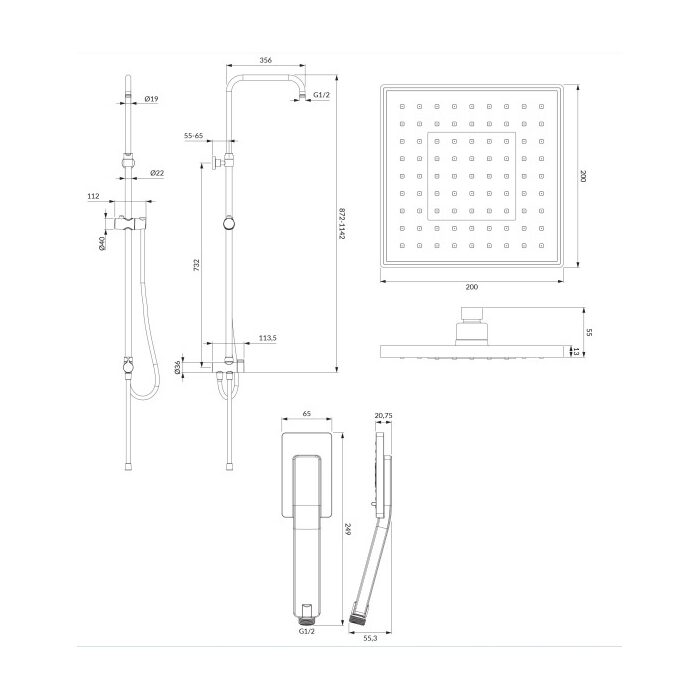 душовий гарнітур Omnires Jimjim black mat (SYSJIMJIMBL)