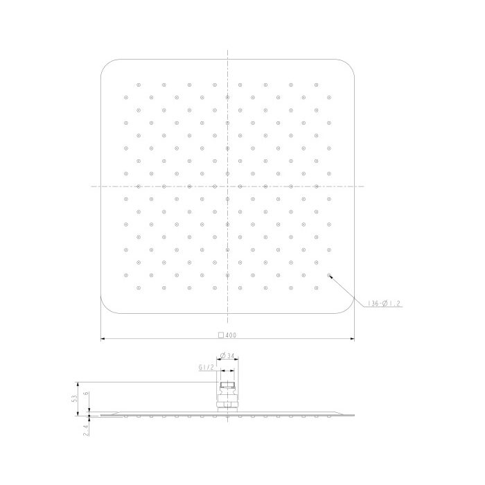верхній душ Omnires Ultra Slimline chrome 40x40 cm (WGU240CR)