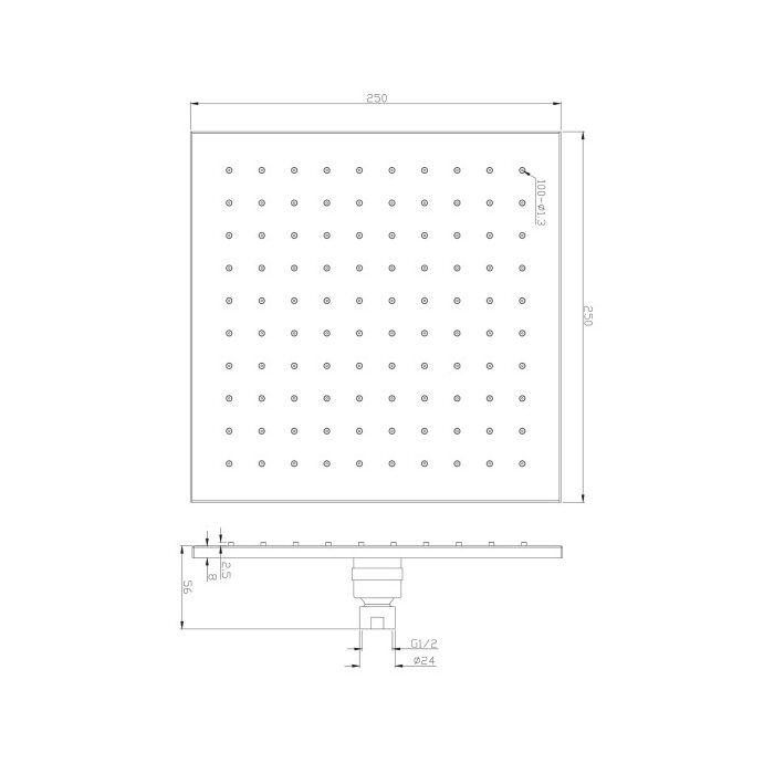 верхній душ Omnires Slimline chrome 25x25 cm (WG225CR)