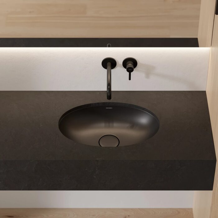 умивальник Omnires Shell 48х31 matt black lava (SHELL480UPBLV)