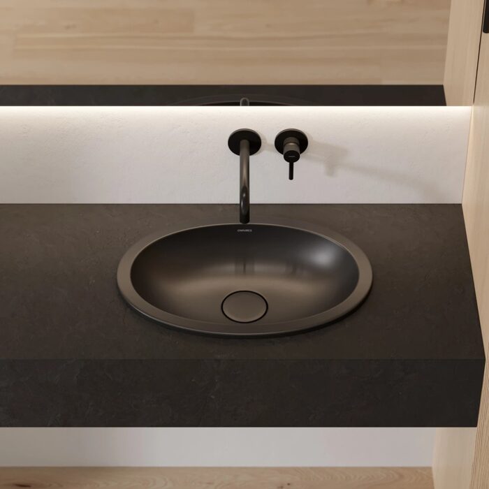 умивальник Omnires Shell 48х31 matt black lava (SHELL480UPBLV)