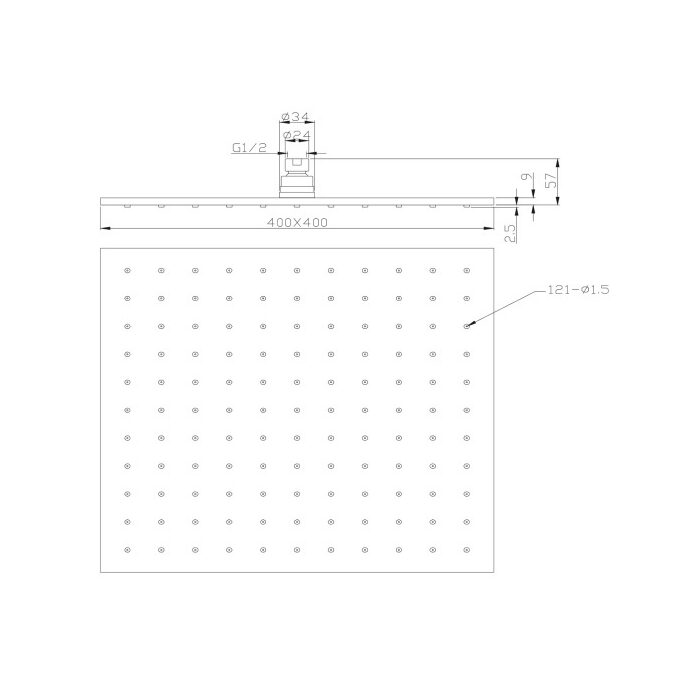 верхній душ Omnires Slimline chrome 40x40 cm (WG240CR)