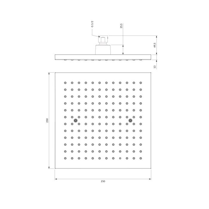 верхній душ Omnires Ocean chrome 25x25 cm (WGR225CR)