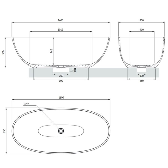 ванна Omnires Shell 160x75 овальна black lava (SHELLWWBLV)