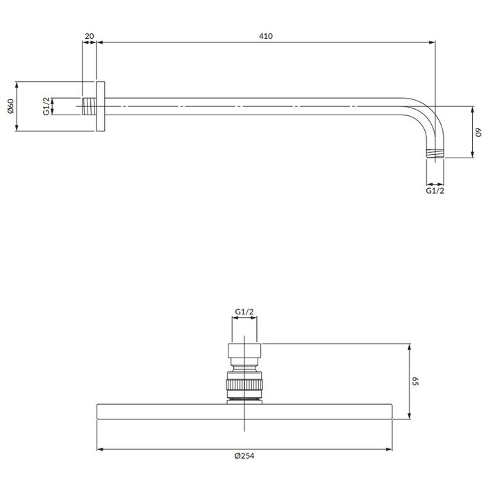 верхній душ Omnires Slimline cooper 25x25 cm (WGSET1CP)