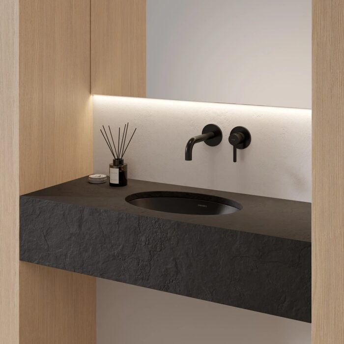 умивальник Omnires Shell 38х25 matt black lava (SHELL380UPBLV)