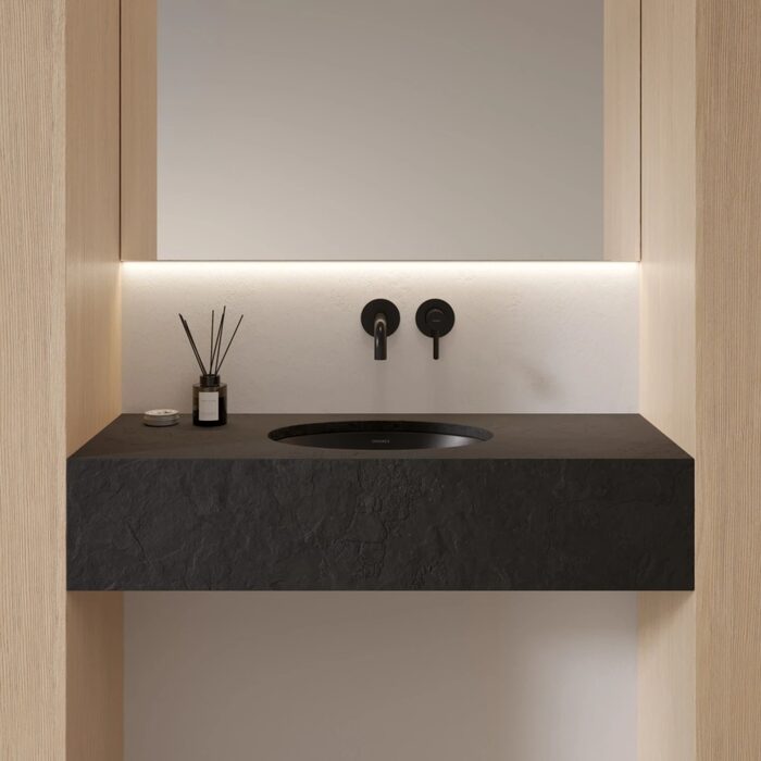 умивальник Omnires Shell 38х25 matt black lava (SHELL380UPBLV)