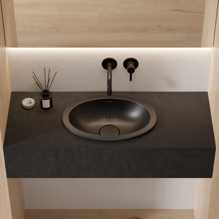умивальник Omnires Shell 38х25 matt black lava (SHELL380UPBLV)