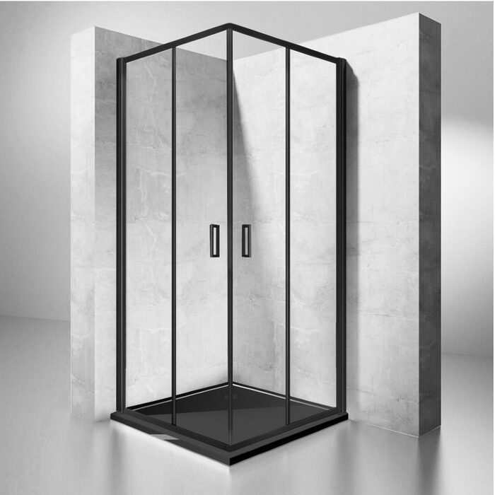душова кабіна Rea Punto 80x80 black безпечне скло, прозоре (REA-K4800)