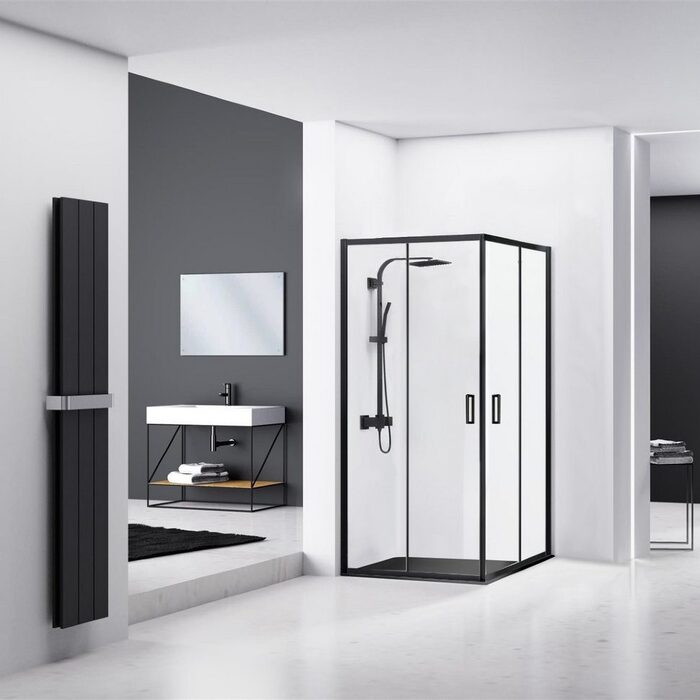 душова кабіна Rea Punto 80x80 black безпечне скло, прозоре (REA-K4800)