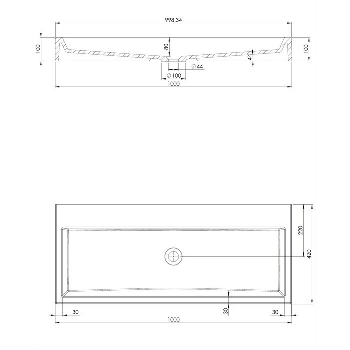 умивальник Omnires Thasos 42x100 white (THASOS1000BP)