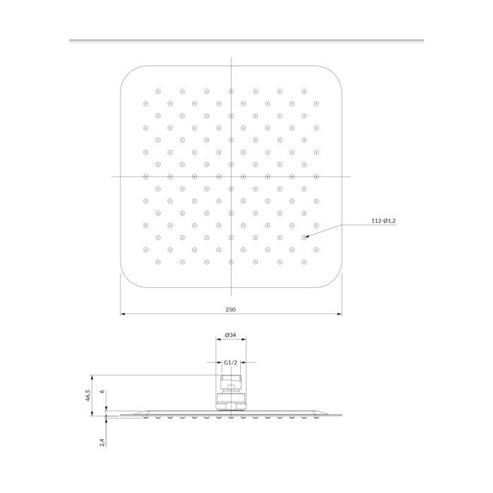верхній душ Omnires Ultra Slimline chrome 25x25 cm (WGU225CR)