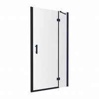 душові двері із стінкою Omnires Manhattan 80x195 см безпечне скло black (ADC80X-ABLTR)