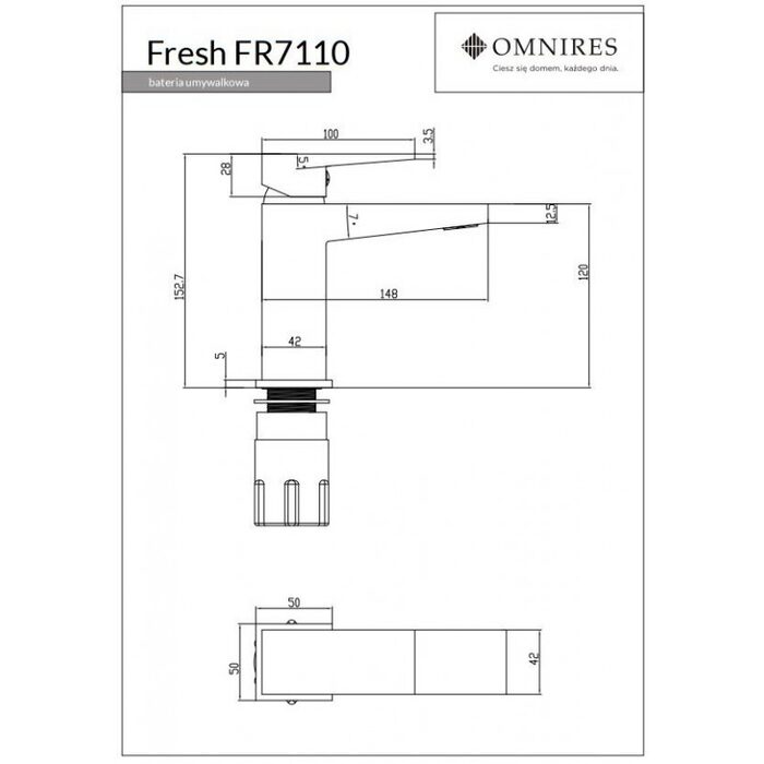 змішувач для умивальника Omnires Fresh chrome (FR7110CR)