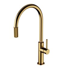 змішувач для кухні Omnires Switch на дві води з висувним виливом, brushed gold (SW9057-FD1GLB)