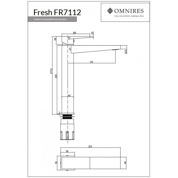 змішувач для умивальника Omnires Fresh chrome (FR7112CR)