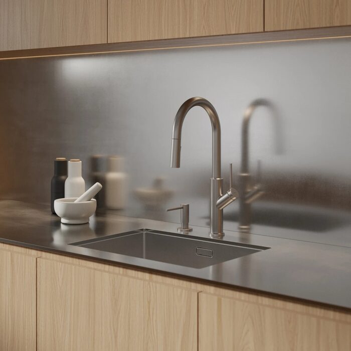 змішувач для кухні Omnires Bend brushed nickel (BE6455NI)