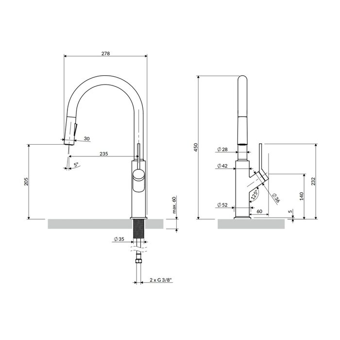 змішувач для кухні Omnires Bend brushed nickel (BE6455NI)