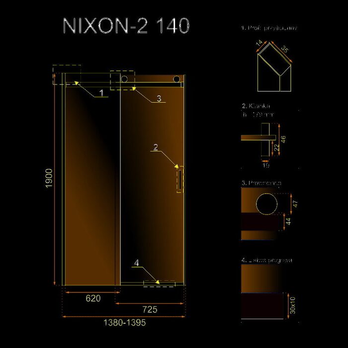 душова двері Rea Nixon-2 140x190 безпечне скло, прозоре, ліва (REA-K5006)