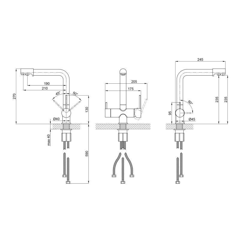 Смеситель Kuchyně 92102FC кухонный (k25) Q-Tap