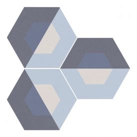 Cube blue natural hexagon wall 25x30