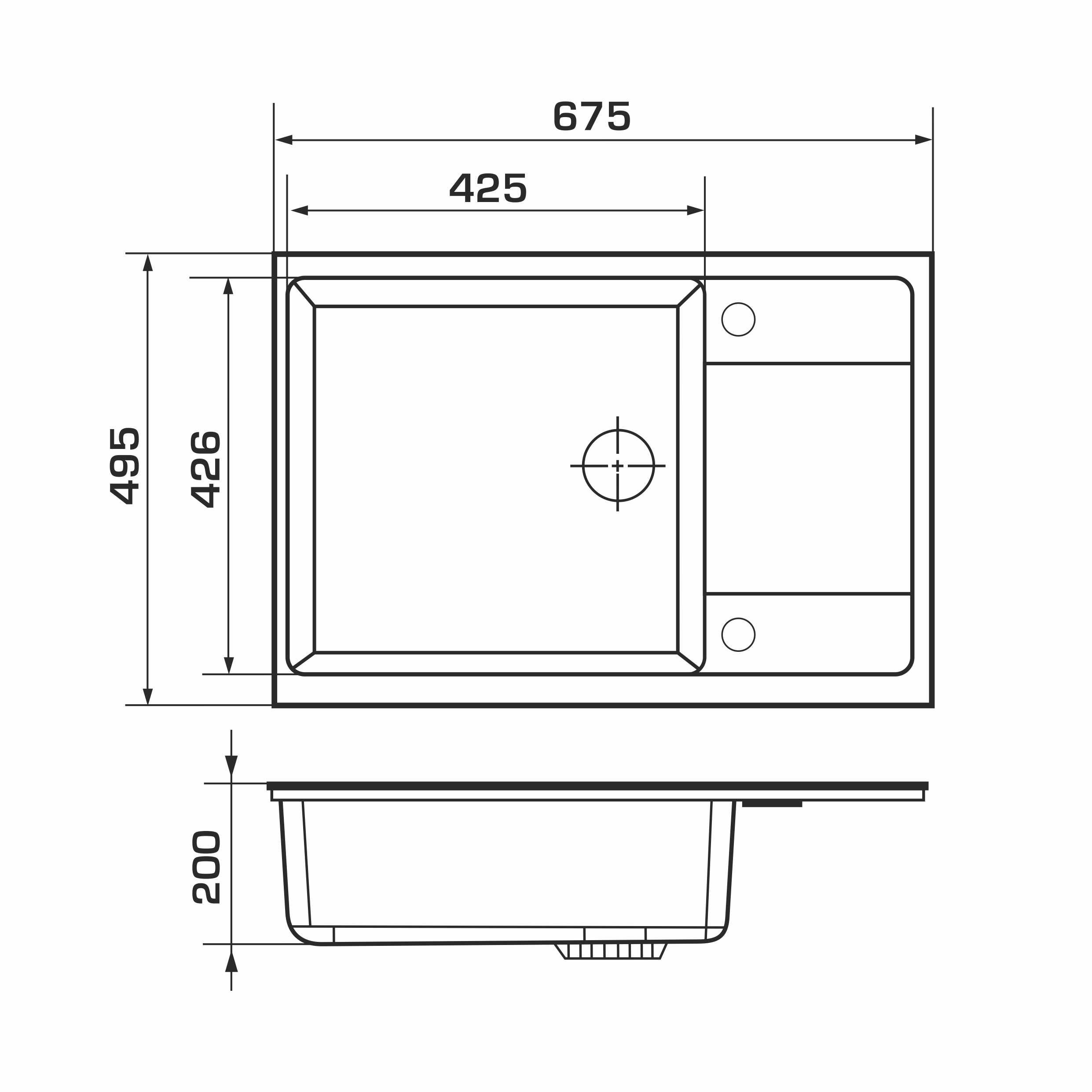 Мойка Linares Terra 675х495х200