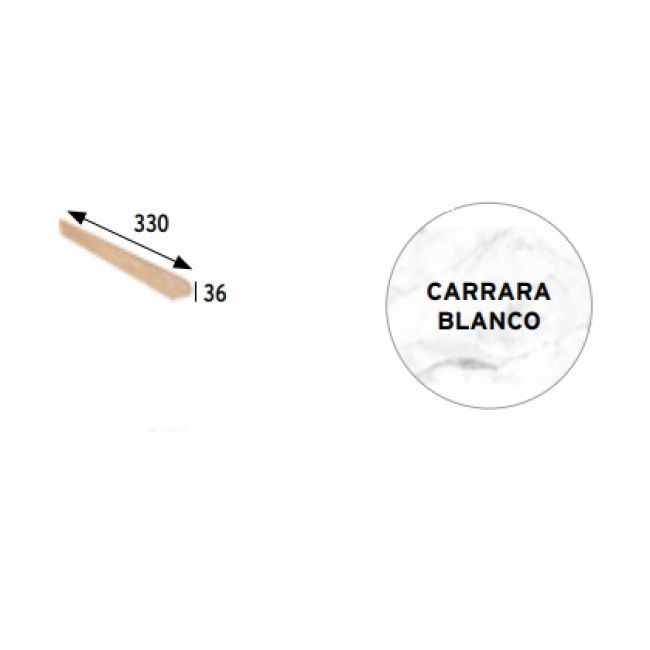 Carrara Blanco Tapa Peldano Red. Izda 330x36 mm 905560 PZ195