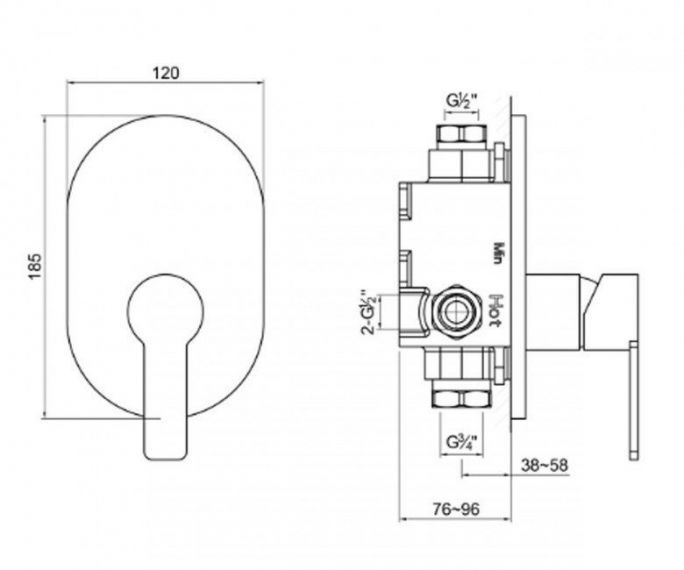 Наружная часть смесителя для душа скрытого монтажа Steinberg Triple One 2222243