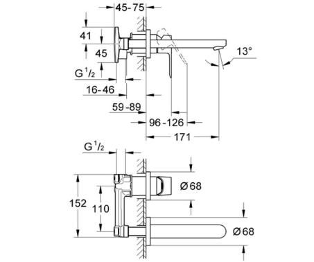 20474000 BauEdge OHM trimset basin 2-h wall