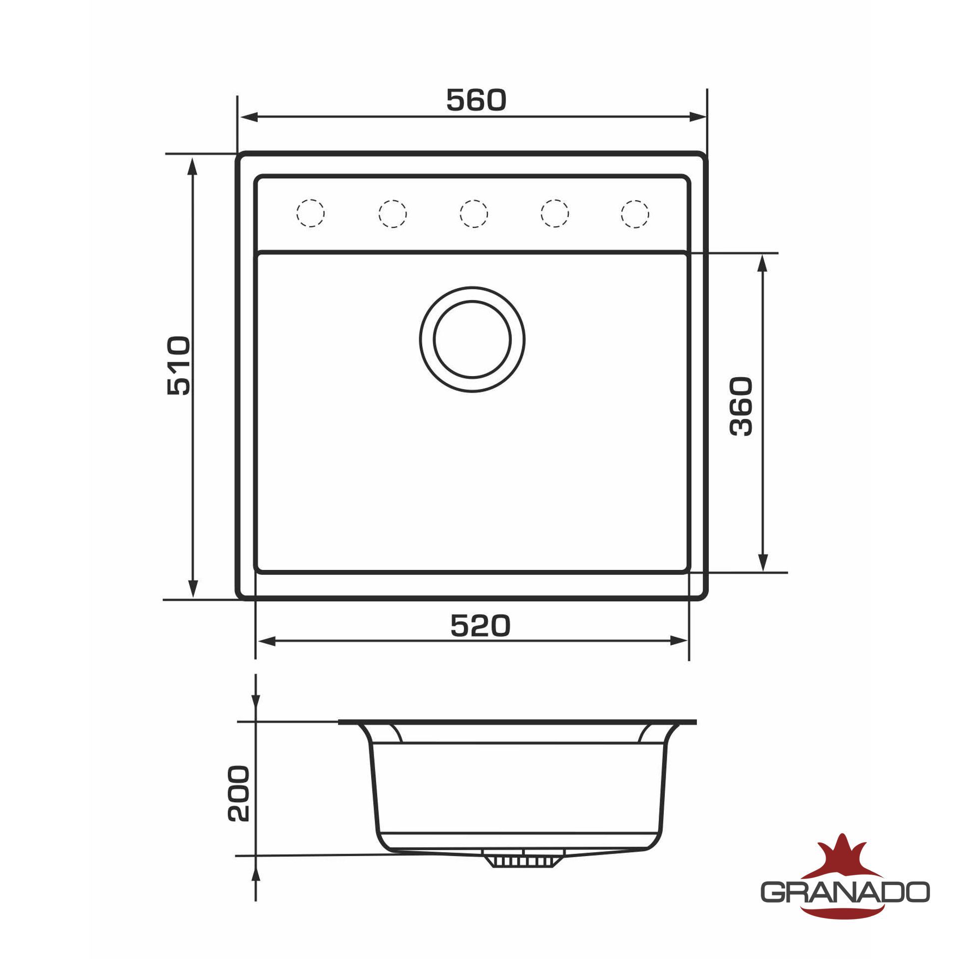 Мойка Lerida Avena 
 560х510х200