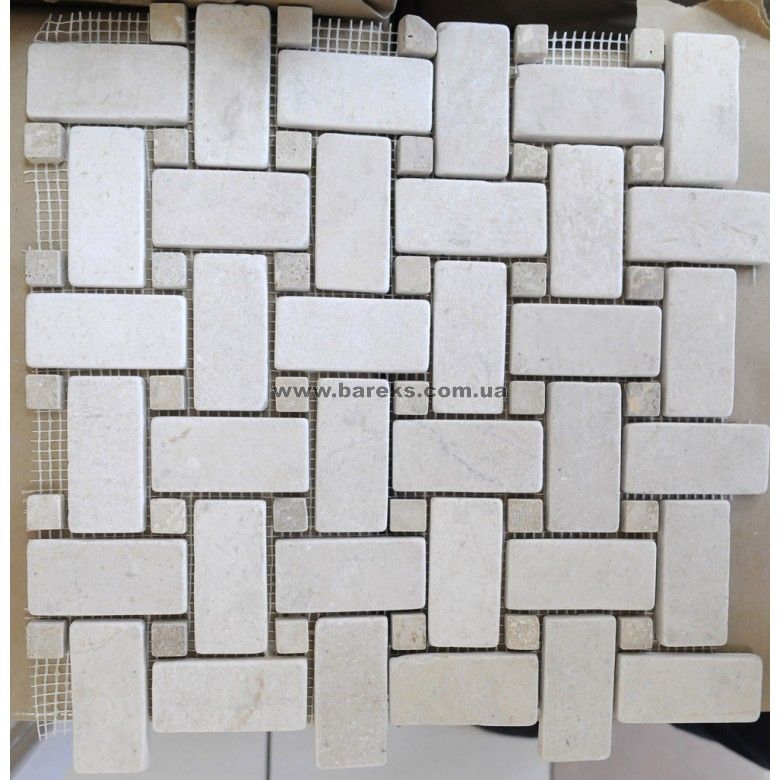 BEIGE Marble mosaic basket weave 29,5x29,5 (3x6x1,5x1,5)