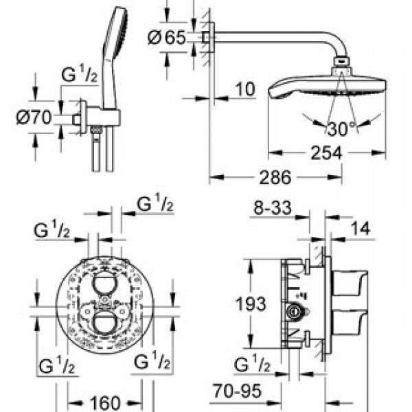 34283001 Grohtherm 2000 NEW Душевая система для скрытого монтажа