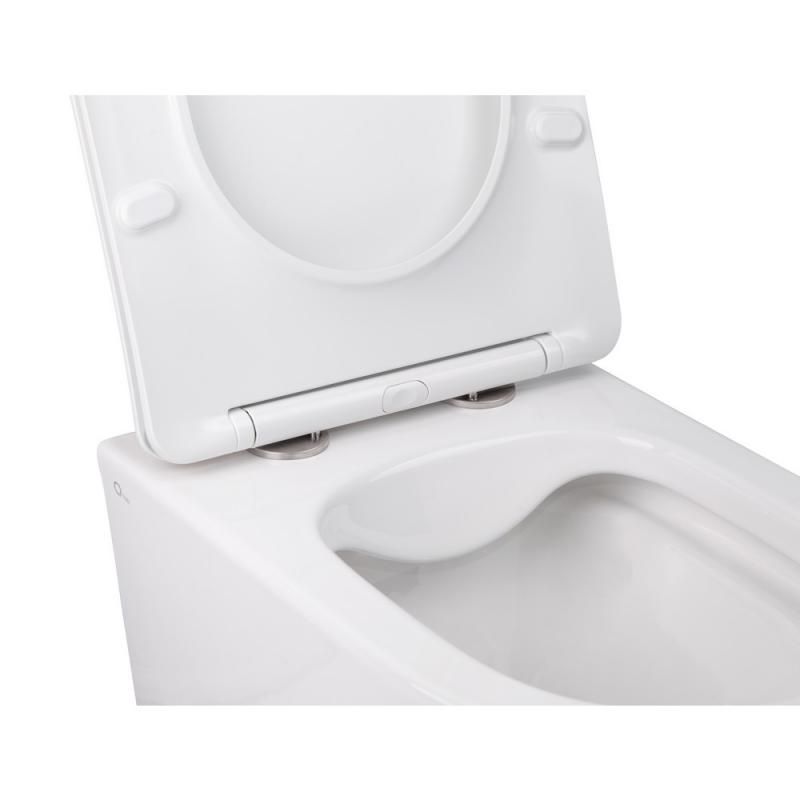 Унитаз Swan подвесной Rimless 520х360х320 мм с сиденьем Slim Duroplast/ Soft-close/ Quick relase White Qtap