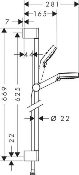 ДУШЕВОЙ НАБОР HANSGROHE CROMETTA VARIO 65, БЕЛЫЙ/ХРОМ 26532400