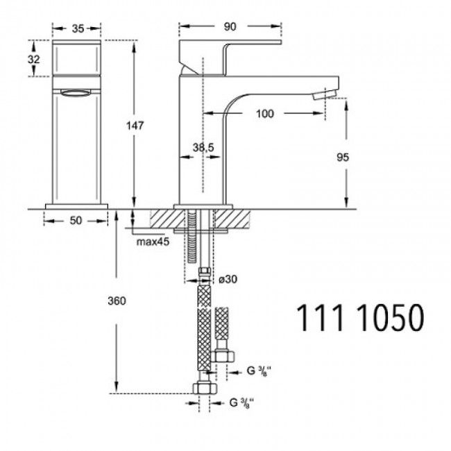 Steinberg SERIE 100 Смеситель для раковины 100 1050