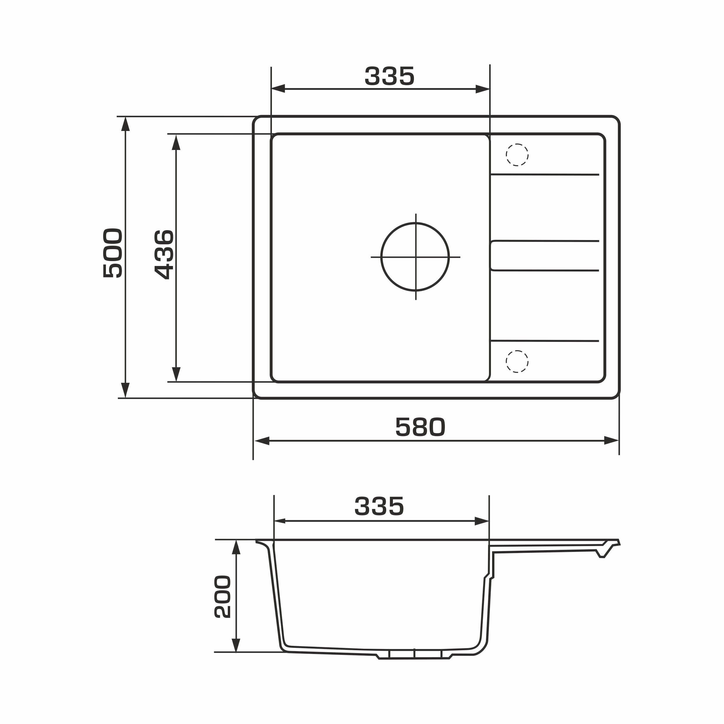 Мойка Madrid Gris
 580х500х200