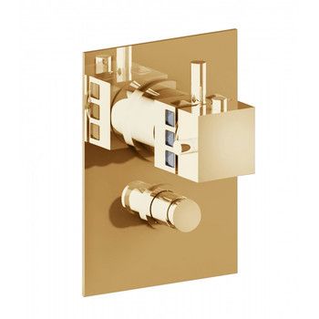 Встраиваемый термостатический смеситель для душа с переключателем, цвет золото и Swarovski 3P550