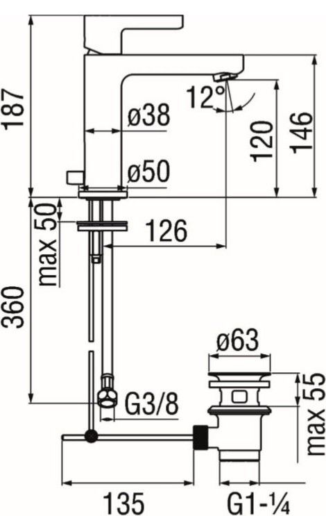 Смеситель для раковины Nobili Lira UNO LR116118/1FL