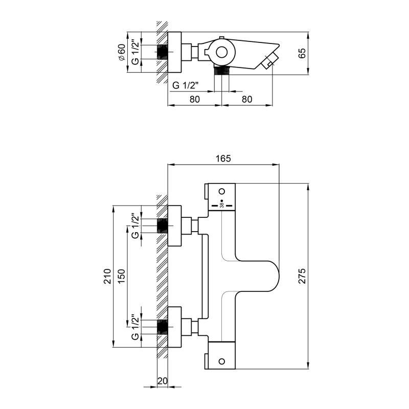 Inspai-Therm CRMT300800 смеситель для ванны термостатический QTap