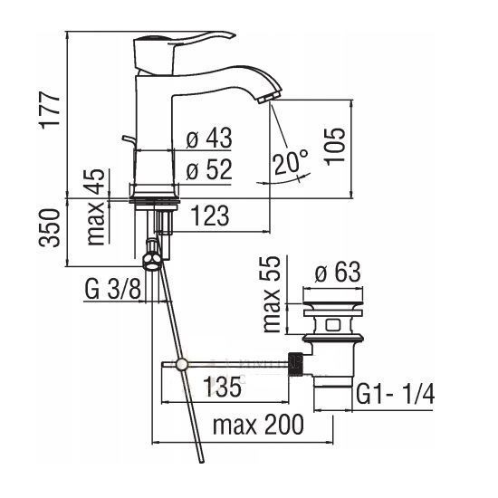 Смеситель для раковины Nobili Sofi SI98118/1BR