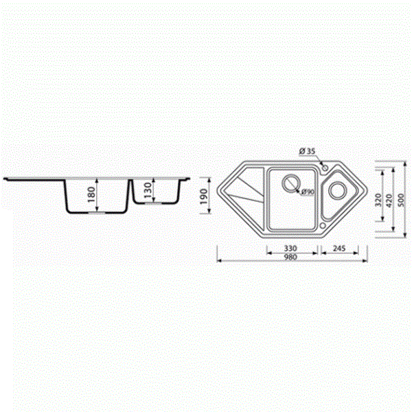 Кухонная мойка Marmorin TORRO, (трапеция), 220613