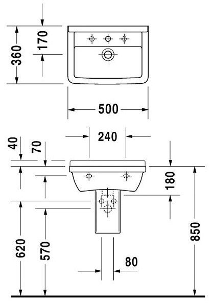 ПОЛУПЬЕДЕСТАЛ DURAVIT STARCK 3 0865170000