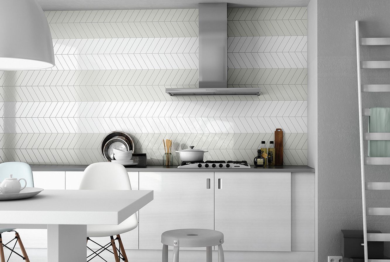 Chevron Wall White Right 23358