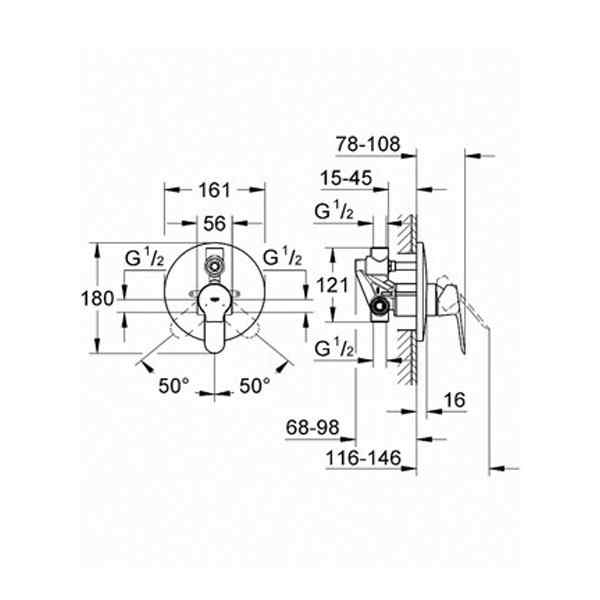 29079000 BauEdge Смеситель однорычажный для ванны, DN 15