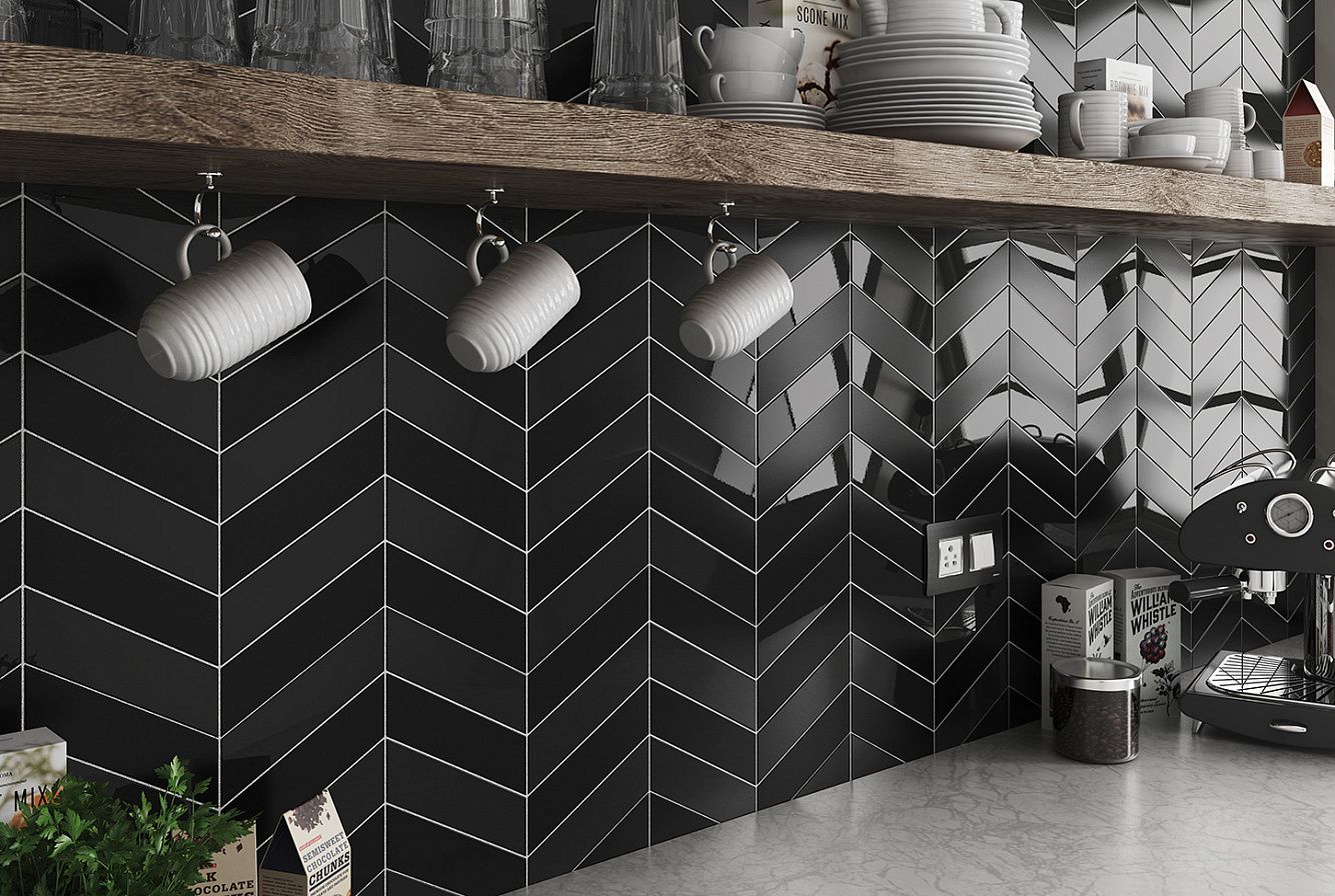 Chevron Wall Black Left 23357