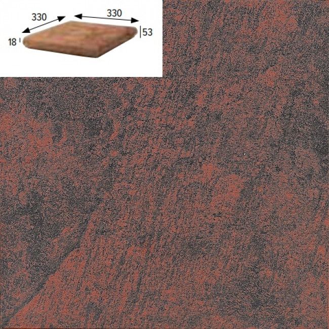 Jasper Rojo Peldano Esquina Redondo 330x330x53x18 mm 901641 PZ555