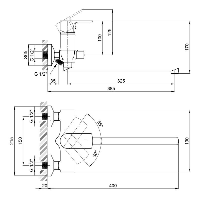 Leo 3262102GC Смеситель для ванны (k35) QTap